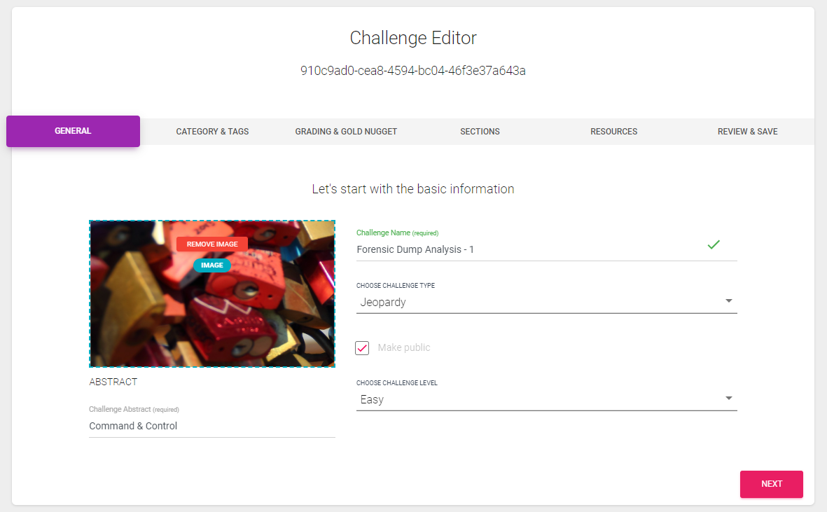 Challenge Editor - General