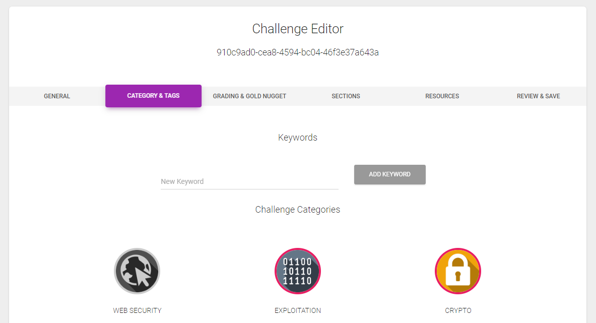 Challenge Editor - Category & Tags